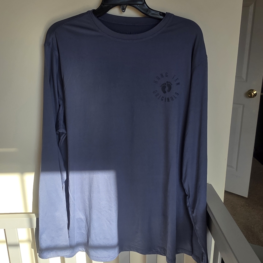 Hang Ten Classic Blue Mens Long Sleeve Swim Shirt UV Protection Size Large